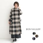 ドルマンチュニックワンピース SUNVALLEY サンバレー コットン ブロックチェック 綿100% 23AW0112,