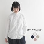 SUN VALLEY 綿オックス 日本製品染め バンドカラーシャツ ブラウス 長袖 綿100％ 春 秋 30代 40代 50代 24SS0308R, 母の日 ギフト