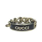 【未使用】GUCCI グッチ 678711 リング 指輪 チェーンリング アクセサリー ジュエリー 小物 ロゴ SV925 シルバー ブラック 20号