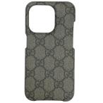【新品】GUCCI グッチ 760213 アイフォンケース iPhone15 Pro スマホケース GGスプリーム 小物 PVC グレー系