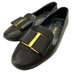 フェラガモ パンプス フラットシューズ ミュール シューズ ヴァラリボン ラウンドトゥ レザー GP ブラック [サイズ 4(約21cm)]