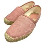 【新品】GUCCI グッチ 466902 エスパドリーユ フラットシューズ スリッポン シューズ GGキャンバス ピンク [サイズ 34 1/2 (約21.5cm)]