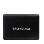 BALENCIAGA バレンシアガ 594312 エブリディ 財布 三つ折り財布 折財布 コンパクトウォレット ミニ財布 ロゴ レザー ブラック