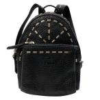 フェンディ 7AR471 チャーム キーホルダー バッグチャーム 小物入れ キーリング リュック ロゴ レザー スタッズ ブラック