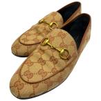 グッチ 431467 ホースビット ローファー シューズ スリッポン フラットシューズ GG柄 キャンバス ベージュ [サイズ 35 (約22cm)]