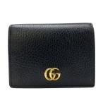 GUCCI グッチ 456126 ダブルG 財布 二つ折り財布 コンパクトウォレット 折財布 ミニ財布 レザー ブラック 黒