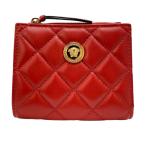 【新品】VERSACE ヴェルサーチ キルティング 財布 二つ折り財布 折財布 ミディアムウォレット メデューサ ロゴ レザー レッド
