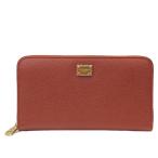 【美品】DOLCE&GABBANA ドルチェ&ガッバーナ 長財布 財布 ロングウォレット ラウンドファスナー ロゴ レザー レッド