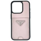  Prada iPhone 15 PRO кейс смартфон кейс iPhone кейс safia-no кожа треугольник Logo треугольник розовый 1ZH162 PRADA