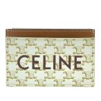 CELINE Celine футляр для карточек чехол для пропуска compact Trio mf Logo кожа слоновая кость Brown 