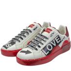 DOLCE＆GABBANA ドルチェ&ガッバーナ ドルガバ 靴 ローカットスニーカー シューズ ラバー レザー ホワイト レッド [サイズ 6 (約25cm)]