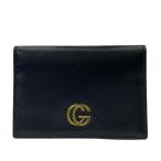GUCCI Gucci GGma-monto футляр для карточек чехол для пропуска футляр для визитных карточек складывающийся пополам compact кожа черный 