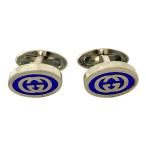 ショッピングカフス 【新品】GUCCI グッチ カフスボタン カフリンクス カフス アクセサリー インターロッキングG エナメル Ag925 ブルー シルバー