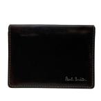 Paul Smith Paul Smith футляр для карточек чехол для пропуска футляр для визитных карточек складывающийся пополам compact Logo кожа Brown 