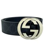 GUCCI グッチ 525040 ベルト アクセサリー 小物 インターロッキングG レザー GG柄 ブラック [サイズ 95・38]