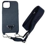  прекрасный товар PRADA Prada плечо с ремешком .iPhone14 кейс смартфон кейс треугольник Logo plate 1ZH172safia-no черный 