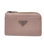 プラダ 1PP122 サフィアーノ トライアングル キーケース キーリング コインケース ロゴ L字ファスナー サフィアーノ レザー ピンク PRADA