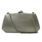  редкий GUCCI Gucci Vintage цепь сумка на плечо вечерняя сумочка желудь узор metal стразы серебряный 