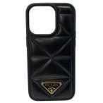 プラダ iPhone 14 Pro パデッドケース アイフォンケース スマホケース ロゴプレート キルティングレザー NERO ブラック PRADA