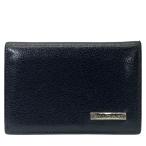 BVLGARI BVLGARY футляр для карточек чехол для пропуска футляр для визитных карточек складывающийся пополам compact Logo plate кожа черный 