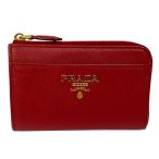 プラダ 1PP122 サフィアーノ トライアングル キーケース キーリング コインケース ロゴ L字ファスナー サフィアーノ レザー レッド PRADA
