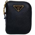 【美品】PRADA プラダ  1TT079 折りたたみ ポーチ コスメポーチ マルチケース サフィアーノ レザー ブラック ロゴ