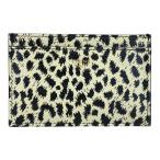 【美品】CELINE セリーヌ カードケース パスケース コンパクト ロゴ 総柄 レオパード柄 ヒョウ柄 レザー ホワイト ブラック