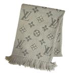 LOUIS VUITTON ルイヴィトン M74742 エシャルプロゴマニア マフラー ストール アクセサリー ウール シルク グレー
