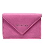 BALENCIAGA バレンシアガ 391446 財布 三つ折り財布 折財布 コンパクトウォレット ミニ財布 ロゴ レザー ピンク