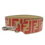 フェンディ ロング ズッカ柄 ストラップユー ショルダーストラップ アクセサリー レザー ベージュ レッド FENDI