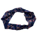 HERMES エルメス ギャビ カノエH ヘアバンド ヘアアクセサリー 小物 アクセサリー 総柄 ポリアミド エラスタン ネイビー マルチカラー M