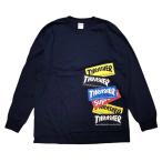 WB693　Supreme シュプリーム 21FW WEEK5 Thrasher Multi Logo L/S Tee スラッシャー マルチ ロゴ 長袖 Tシャツ Mサイズ ネイビー ●60