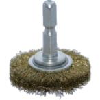 あすつく対応 「直送」 ＴＲＵＳＣＯ  TB-6214-60  軸付ホイールブラシ　φ３８Ｘ軸６．３５　真鍮線　線径０．１５ TB621460