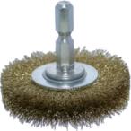 あすつく対応 「直送」 ＴＲＵＳＣＯ  TB-6224-60  軸付ホイールブラシ　φ５０Ｘ軸６．３５　真鍮線　線径０．１５ TB622460