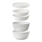 AKM7501 米とぎにも使えるザルとボウル6点セット LBK−10 ホワイト