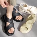 サンダル 厚底 レディース 厚底サンダル 歩きやすい 痛くない 柔らかい 履きやすい 脱げない フラット ヒールなし バックストラップ 黒 白 amiami エディ