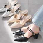 サンダル レディース ミュール 痛くない 歩きやすい ローヒール 通勤 ストラップ 仕事 おしゃれ 履きやすい きれいめ つっかけ 太めヒール amiami エディ