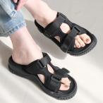 サンダル レディース ローヒール 歩きやすい 履きやすい 幅広 ぺたんこ ゆったり 3e かかとなし サイズ調節 黒 柔らかい ビーサン 大きいサイズ amiami エディ