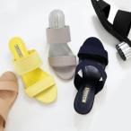 返品交換不可 サンダル フラワーヒール レディース メタリックヒール