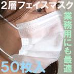 ２層フェイスマスク ５０枚入り 2ply 食品工場用 呼吸しやすい 使い捨てマスク 通気性良 涼しい