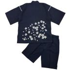 [江戸てん]１点もの甚平日本製久留米しじら織り涼しい夏綿100％抜染和柄オ...