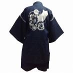 しじら織り抜染甚平猫と歯車紺