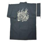 [江戸てん]一点のみ4L甚平しじら織り抜染和柄龍紺