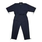 [江戸てん]１点もの作務衣久留米紬織り日本製高級下履は袴風もんぺつむぎメンズ紺L