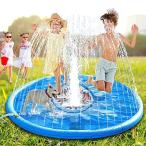 Ansoyi 噴水マット サメ噴水プール プレイマット ビーチマット 夏の日 親子遊び 噴水 おもちゃ ビニールプール 家庭用 子供用 水遊び 子供プール 芝生遊び 夏対