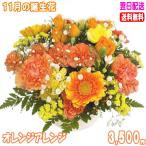 花 ギフト 誕生日 11月の誕生花 オレンジアレンジ3,500円 送料無料 翌日配達  花言葉付き ブバリア   写真付きメッセージ選択可