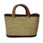 ラフィアかごバッグナチュラルボルドー