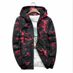 送料無料　180★ダイワ★DAIWA　 防風 ジャケット フード付き フルジップパーカー 迷彩柄 釣り 釣服 フィッシング ウエア　レッド