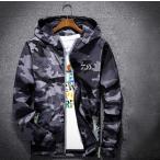 送料無料　304★ダイワ★DAIWA　 防風 ジャケット フード付き フルジップパーカー 迷彩柄 釣り 釣服 フィッシング ウエア　グレー
