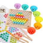 モンテッソーリ-子供向けの教育用木製おもちゃ,木製ビーズクリップ,色,学ぶ感覚玩具